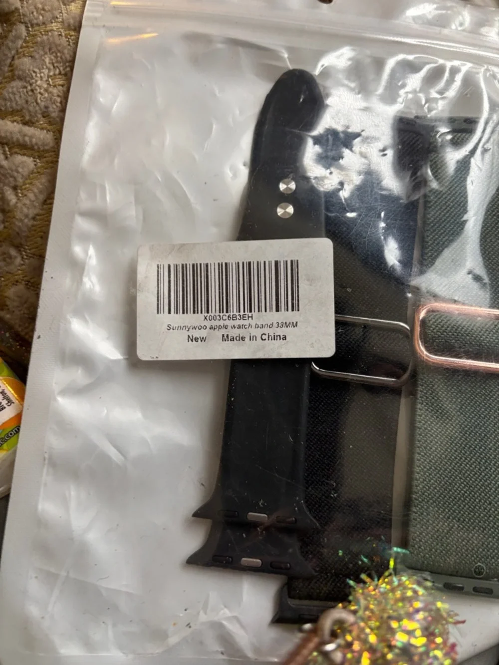 SET OF 3 38/40/42mm Black and Olive Green Apple Watch Bands & navy apple band